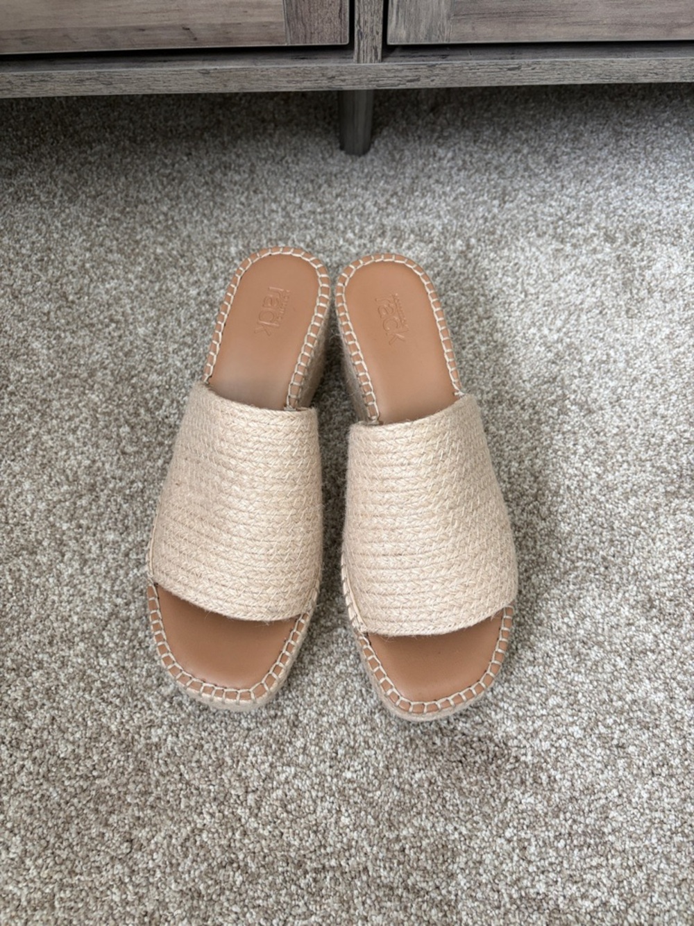 Woven Slide Mules in Beige - Women